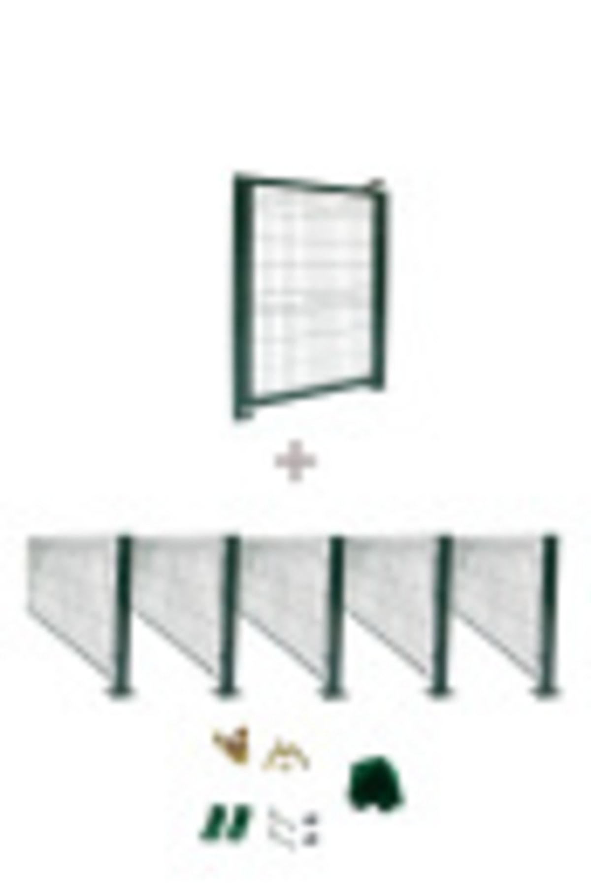 Telfence 5 'li Panel Çit Takım 100x250 Cm Yeşil (12.5 Mt) + Panel Çit Kapı 100x100 Cm Avantaj Paketi